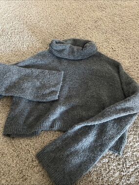 Wild Fable Charcoal Gray Cropped Turtleneck Sweater